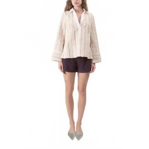 NEW MAUDE carmen long sleeve top in tan stripe